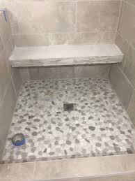 Shower Floor And Concrete Prep For The Granite Free Floating Bench Shower Floor Flooring Shower Bench