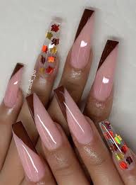 Check out acrylic nails with designs, how to waer acrylic nails, shapes, color & more. 22 Trendy Fall Nail Design Ideas Brown Pink Nails