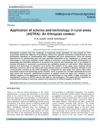 Pdf Application Of Science And Technology In Rural Areas Astra An Ethiopian Context