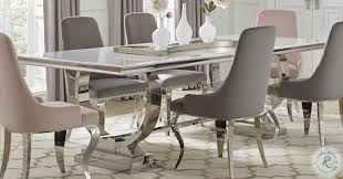 36 round extension dining table with four chairs, washed gray taupe. Antoine Chrome Dining Table From Coaster Furniture Coleman Furniture