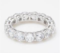 Diamonique 100 Facet The Amy Band Ring Platinum Clad Qvc Com In 2020 Sterling Silver Rings Bands Pretty Rings Sterling Silver Bands