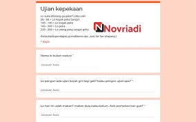 Diatas adalah link ujian kepekaan lho yang bisa sobat ikuti, jangan lupa tuliskan di kolom komentar berapa nilai sobat dan termasuk kategori apa sobat ya. Link Tes Ujian Kepekaan Docs Google Form Novriadi