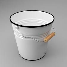 Enamelled Bucket Bucket Wooden Handles Enamel