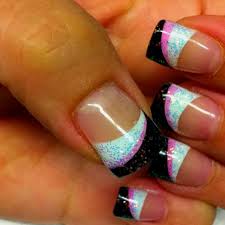 Pink Black And Glitter Nails Pin On Nails