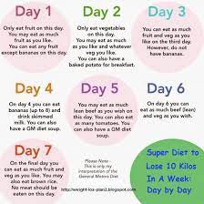 30 minutes cardio every day · 2. Dieting Super Diet To Lose 10 Kilos In A Week Day By Day General Motors Diet Gm Diet Plans General Motors Diet Plan