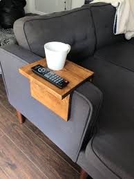 Sofa Arm Table With Ledge Sofa Arm Tray With Overhang Wooden Etsy In 2020 Sofa Arm Table Wooden Couch Arm Rest Table