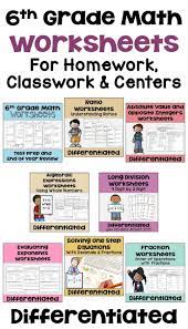 These 6th Grade Middle School Math Worksheets Are Common Core Aligned And Would Be Perfect For Teaching In 2020 Middle School Math Worksheets Differentiation Math Math