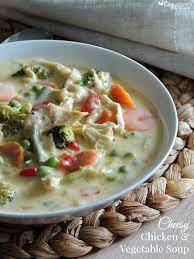 Cheesy Chicken And Vegetable Soup This Silly Girl S Kitchen Recipe Vegetable Soup With Chicken Soup And Sandwich Delicious Soup