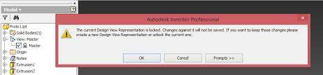 I haven't intentionally locked anything. Solved The Current Design View Representation Is Locked Part File Autodesk Community Inventor