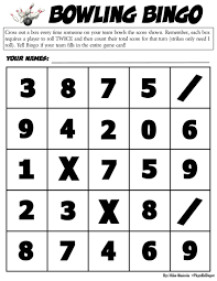 Bingo Bowling Space Activities For Kids Bowling Activities