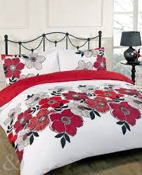 Just Contempo Completo Copripiumone Reversibile Per Letto Matrimoniale Con Eleganti Stampe Floreali In Stile Retr Red Duvet Cover Duvet Cover Sets Red Duvet