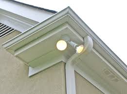 Photo Tutorial Showing How To Install A Floodlight And Electrical Wiring Under The Soffit Outdoor Security Lights House Lighting Outdoor Outdoor Garage Lights