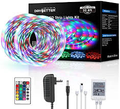 Amazon Com Daybetter Led Strip Lights 32 8ft With Remote And Power Supply For Bedroom And Holiday Home Improvement