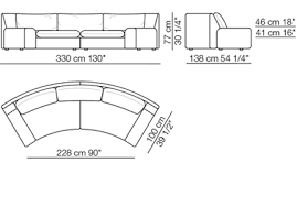 (1 left or right arm sofa): Arflex Ben Ben Curved Sofa Design Cini Boeri Arflex