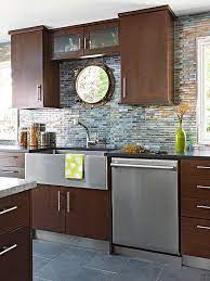 Shapes of tiles include options like traditional subway tiles (3in x 6in), hexagonal and even circular. Glass Tile Backsplash Pictures Better Homes Gardens