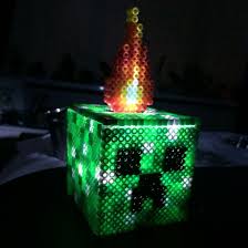 Minecraft Creeper Night Light Handmade From Hama Beads Hamma Beads Ideas Perler Bead Disney Seed Bead Crafts