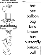Parts of speech printable simple grammar. Matching Words And Pictures Worksheets Enchantedlearning Com