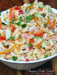 Cold Chicken Pasta Salad Recipe With A Rainbow Of Veggies Recipe Pasta Salad Recipes Chicken Pasta Salad Recipes Chicken Pasta Salad