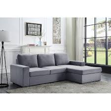 Light gray couch with chaise. Newlyn Light Gray Linen Reversible Sectional Sofa Chaise Overstock 30081718