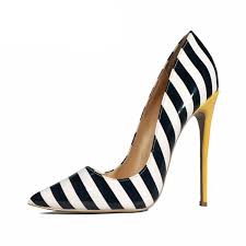 Black And White Striped Shoes Heels Striped Heels Pumps Black White Celebrity Style Footwear Black Pumps Heels Heels Pumps Heels