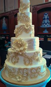Gold And White Graphic Filigree Swirl Wedding Cake Fondant Wedding Cakes Wedding Cake Pinterest Classic Wedding Cake