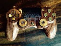 Wood Grain Ps4 Custom Controller Shell With Gold Bullet Buttons Thumbs With Gold D Pad And Buttons Http Controlblast Co Uk P Bullet Button Cool Gadgets Ps4