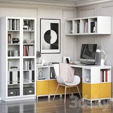 The ikea billy bookcase series is a classic design with an emphasis on functionality and flexibility. 3d Models Office Furniture Ikea Corner Workplace With Eket Storages And Billy Oxberg Bookcase