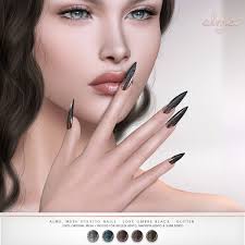 Ombre nails have recently become a popular design, and there's no question as to why. Second Life Marketplace Alme Mesh Stiletto Nails Love Ombre Black Glitter
