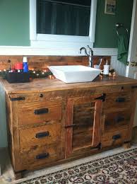 barnwood vanity with vessel sink