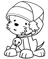 Santa hat coloring page to color, print or download. A Dog With Santa S Hat Coloring Page