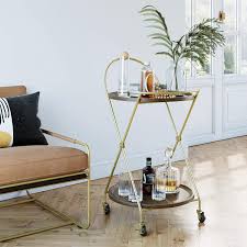 Maybe you would like to learn more about one of these? Warm Walnut Black Nathan James Sage Retro Mid Century Round Rolling Bar Serving Cart With 2 Tier Trays And Powder Coated Metal Finish Home Kitchen Furniture Fcteutonia05 De
