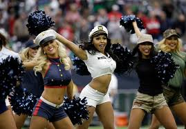 Houston texans cheerleader brandi has plenty to say about getting better angles than the referee, the secret success behind the color of a football jersey, and more. Texans Cheerleaders Salute The Military