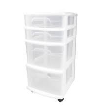 Homz 4 Drawer Medium Plastic Wheeled Cart In White 05564whec 01 The Home Depot Storage Cart Storage Drawers Rolling Storage