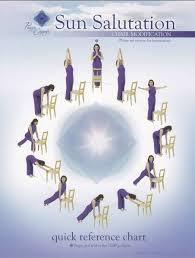 Peggy Cappy S Sun Salute Salutation Using The Chair As A Prop Gaileee Chairyogafitness Chair Yoga Chair Pose Yoga Yoga Sun Salutation