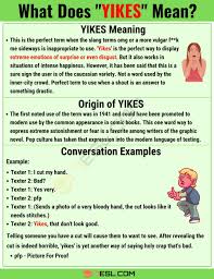Yikes Meaning What Does Yikes Mean With Useful Examples 7 E S L In 2020 Meant To Be English Words Learn English