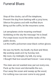 Funeral Blues What A Play Of Metaphors Funeral Blues Funeral Quotes Funeral Poems