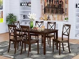 Modern folding kitchen table and chair set. East West Furniture Dining Set 7 Pc Wooden Modern Dining Chairs Seat Cappuccino Finish Small Rectangular Dining Table And Body Pricepulse