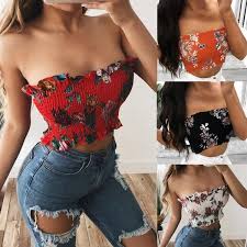 Summer New Style Fashion Women Off Shoulder Elastic Tube Tops Bra Blouse Strapless Bandeau Crop Top Shirt Tube Top Outfits Tube Top Bra Crop Top Shirts