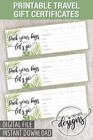 Gift certificates in doc format. Travel Gift Certificate Printable Gift Of Travel Certificate Anniversary Wedding Gift Idea Birthday Gift Coupon Card Instant Download Printable Gift Certificate Travel Gift Cards Gift Coupons