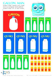 Converting Gallons Quarts Pints And Cups Worksheets