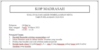 Koreksi jawaban modul 3 praktikum audit edisi 3 mencatat administrasi bank dan jasa giro bulan desember pertemuan7 kas d. Soal Evaluasi Akhir Pembelajaran Al Qur An Mdta Tahun 2021