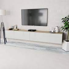 Mca nizza moderne wohnwand anbauwand schrankwand wohnzimmer weiß eiche variabel. Tv Schranke 2 Stk Spanplatte 120x40x34cm Hochglanz Weiss Eiche
