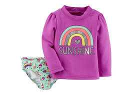 Just One You By Carters Toddler Girls Sunshine Rainbow Rash Guard Swim Set Pink