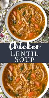 Chicken Lentil Soup In 2020 Chicken Lentil Soup Chicken Lentil Lentil Recipes Easy