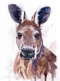 Red Kangaroo Watercolor Painting Print By Slaveika Aladjova Etsy Original Animal Painting Kangaroo Illustration Animal Paintings