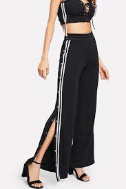 Lace Up Front Button Side Wide Leg Pants Black Bestfashionhq Com Wide Leg Pants Cool Outfits Outfits