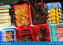 Asian street food stock image. Image of meat, table, view - 94705419