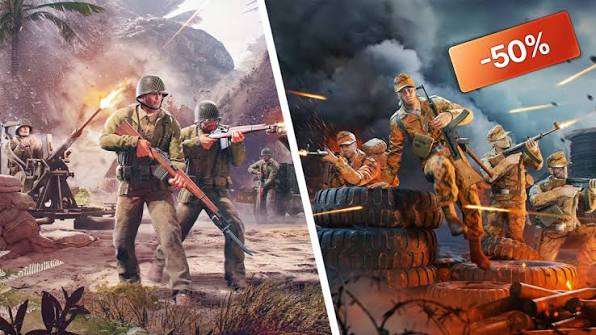 Large-scale WWII battle with infantry, tanks, and aircraft in Enlisted