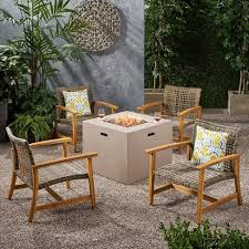 30 mid century modern fire pit. Augusta 5pc Wood Wicker Club Chairs Fire Pit Set Natural Gray Light Gray Christopher Knight Home Target