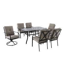 Check spelling or type a new query. Hampton Bay Vestri 7 Piece Steel Patio Dining Set With Grey Cushions The Home Depot Canada